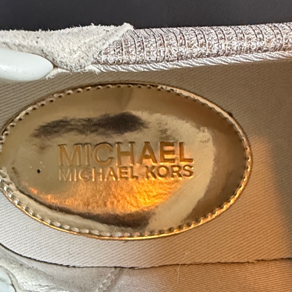 Michael Kors Ivory Shimmer Slip-On Wedge Sneakers Size 10M - Picture 2 of 10